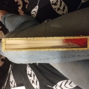 Wooden fan in Oriental decorative box